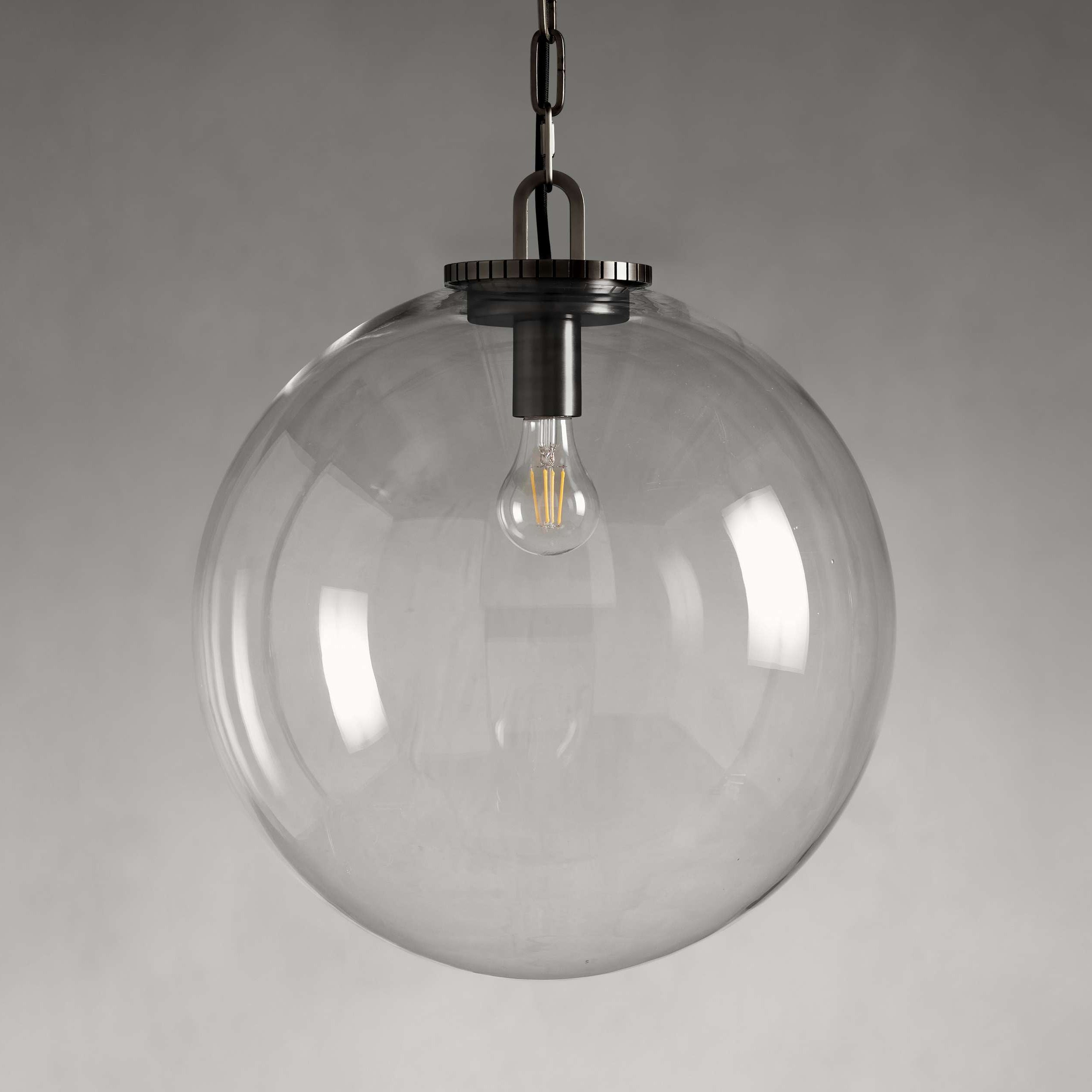 Wescotte Globe Pendant with Chain - BLACKCLEARLARGEBlushlighting