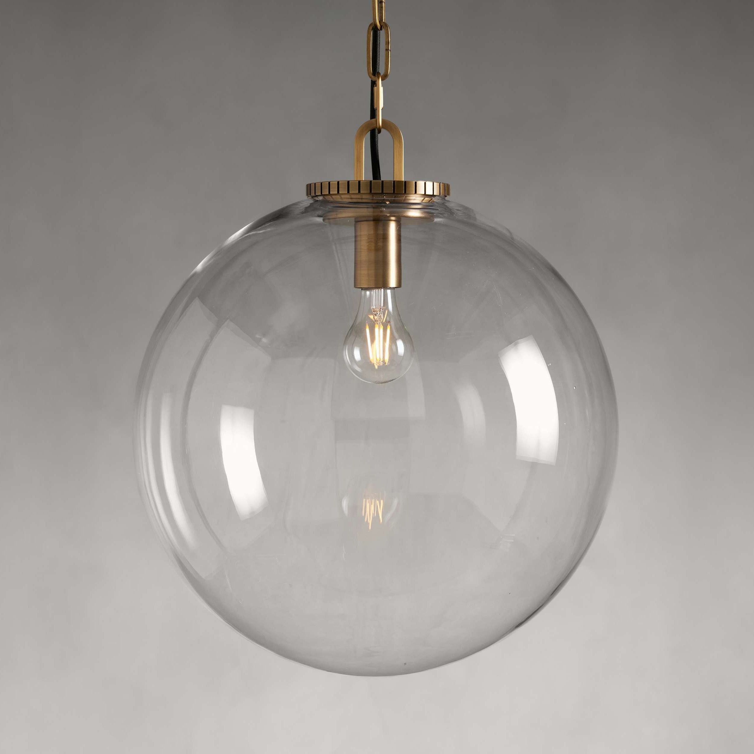 Wescotte Globe Pendant with Chain - BRASSCLEARLARGEBlushlighting