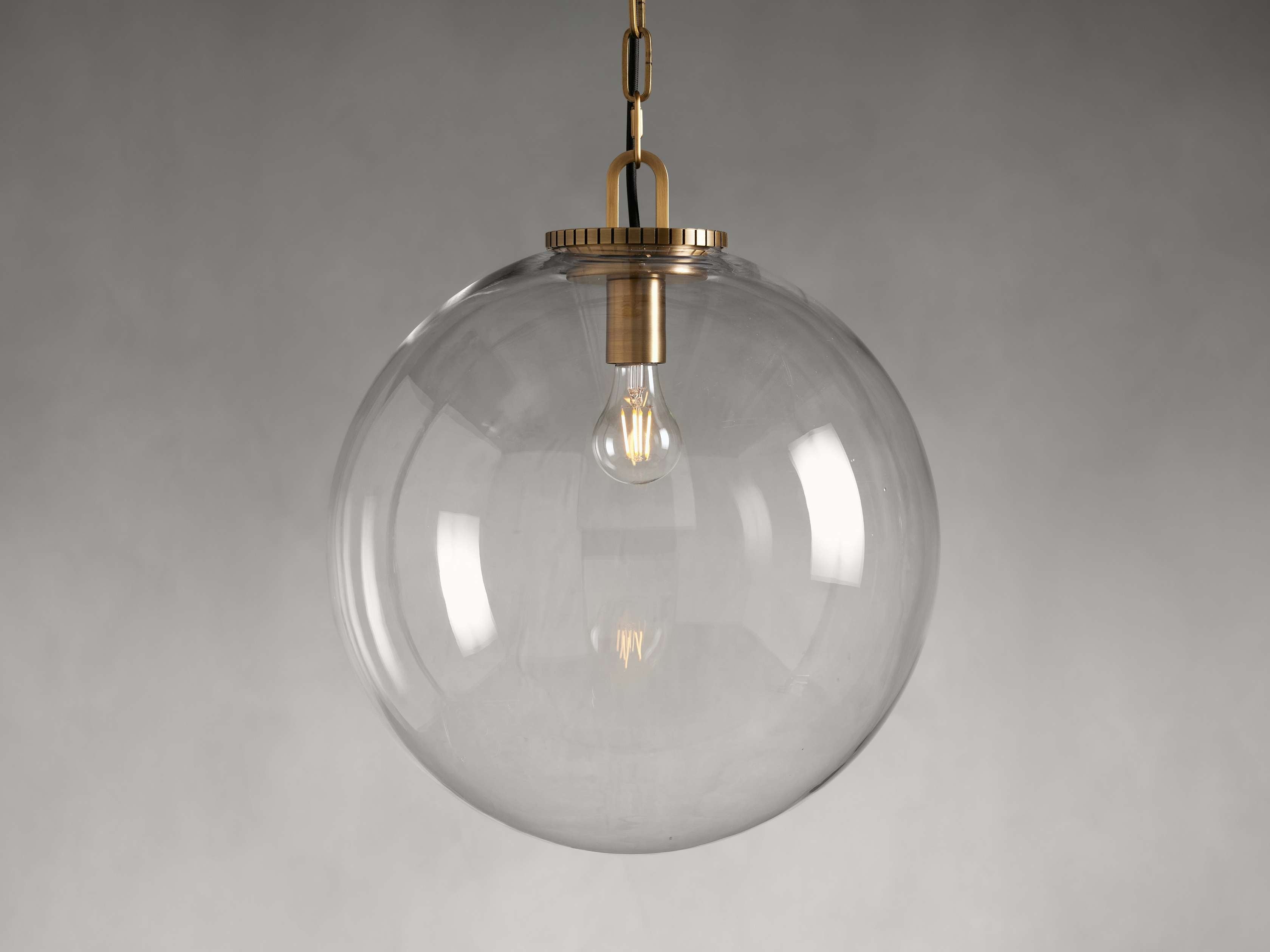 Wescotte Globe Pendant with Chain - BRASSCLEARLARGEBlushlighting