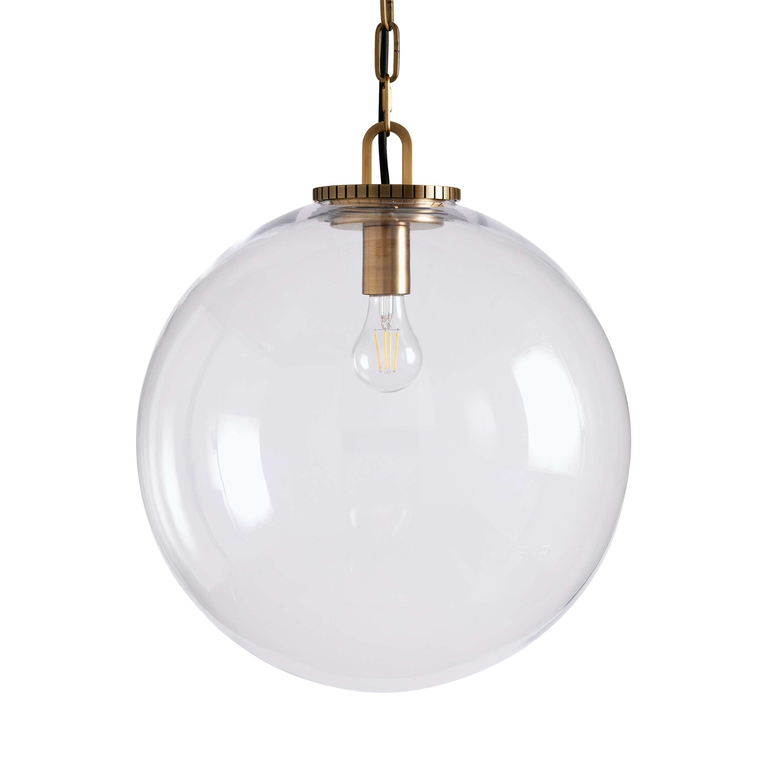 Wescotte Globe Pendant with Chain - BRASSCLEARLARGEBlushlighting