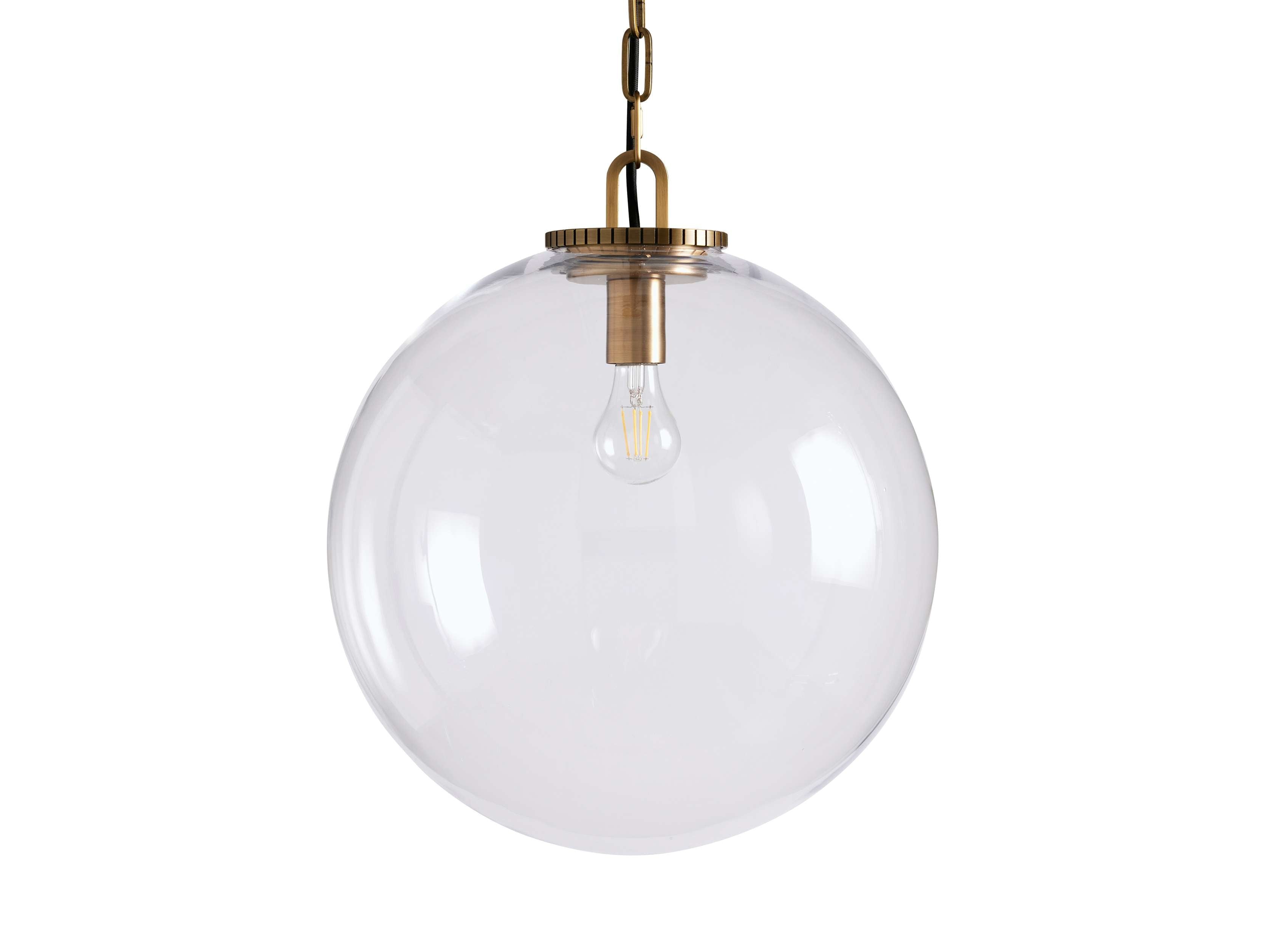 Wescotte Globe Pendant with Chain - BRASSCLEARLARGEBlushlighting
