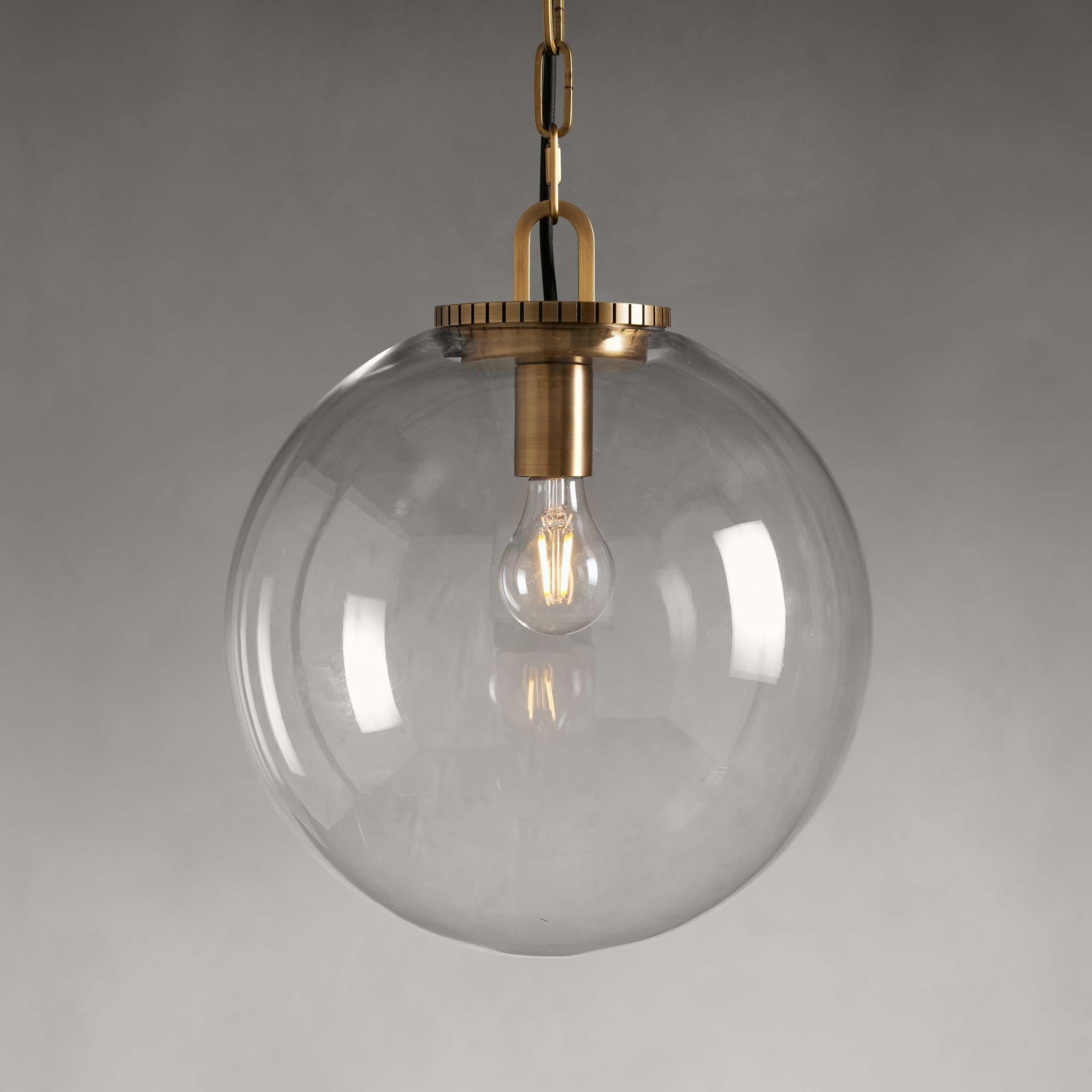 Wescotte Globe Pendant with Chain - BRASSCLEARMEDIUMBlushlighting