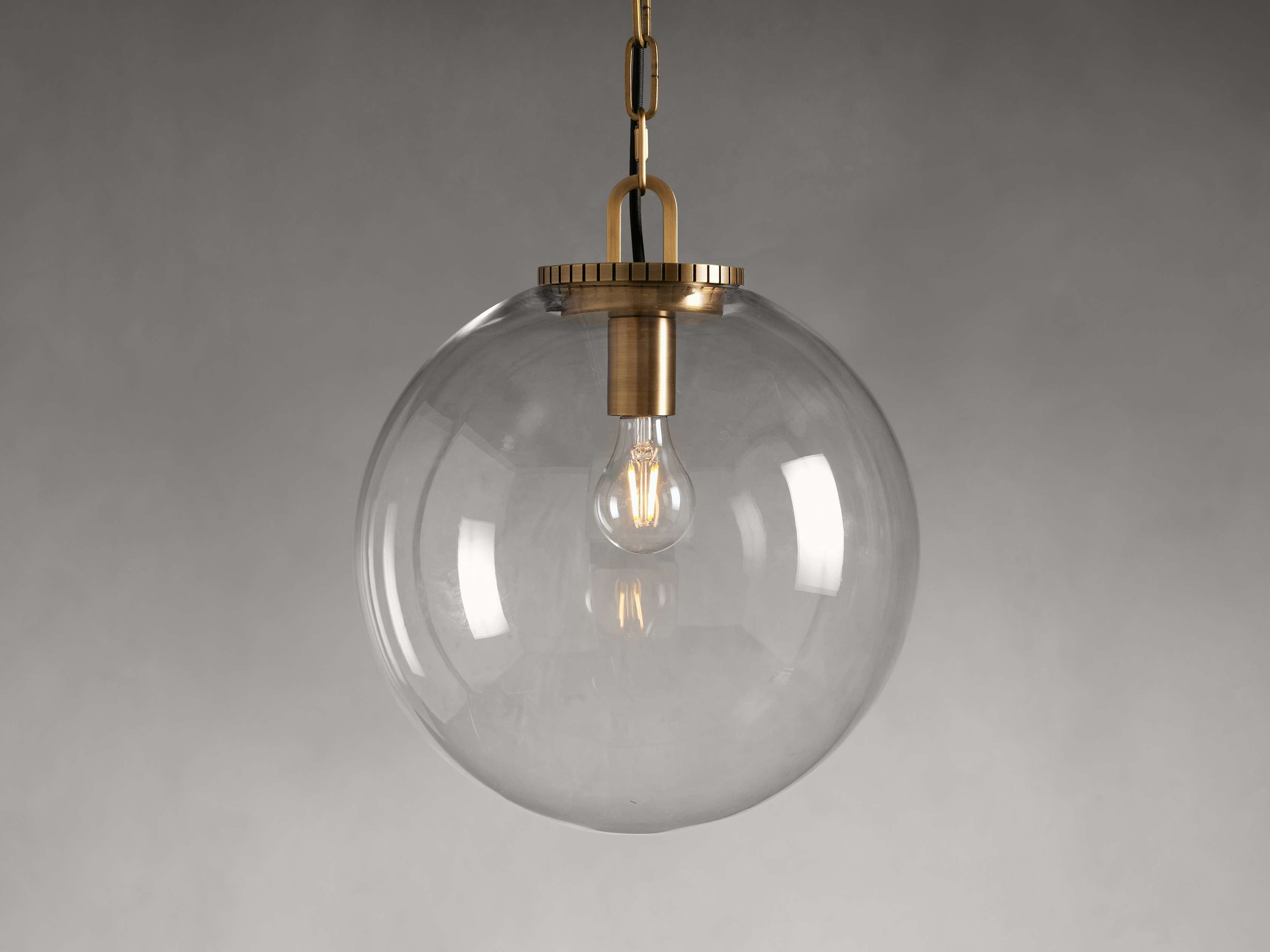 Wescotte Globe Pendant with Chain - BRASSCLEARMEDIUMBlushlighting