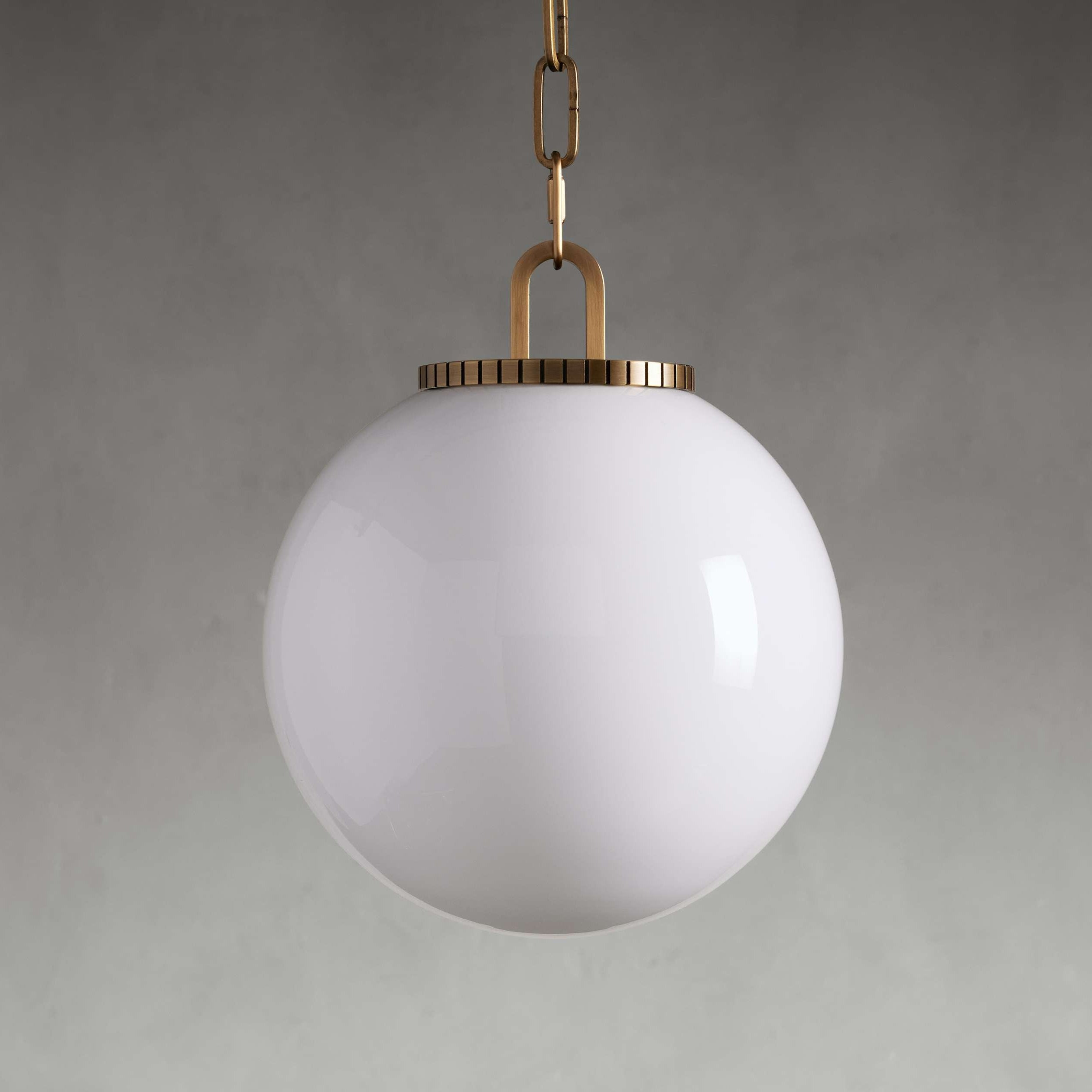 Wescotte Globe Pendant with Chain - BRASSMILKSMALLBlushlighting