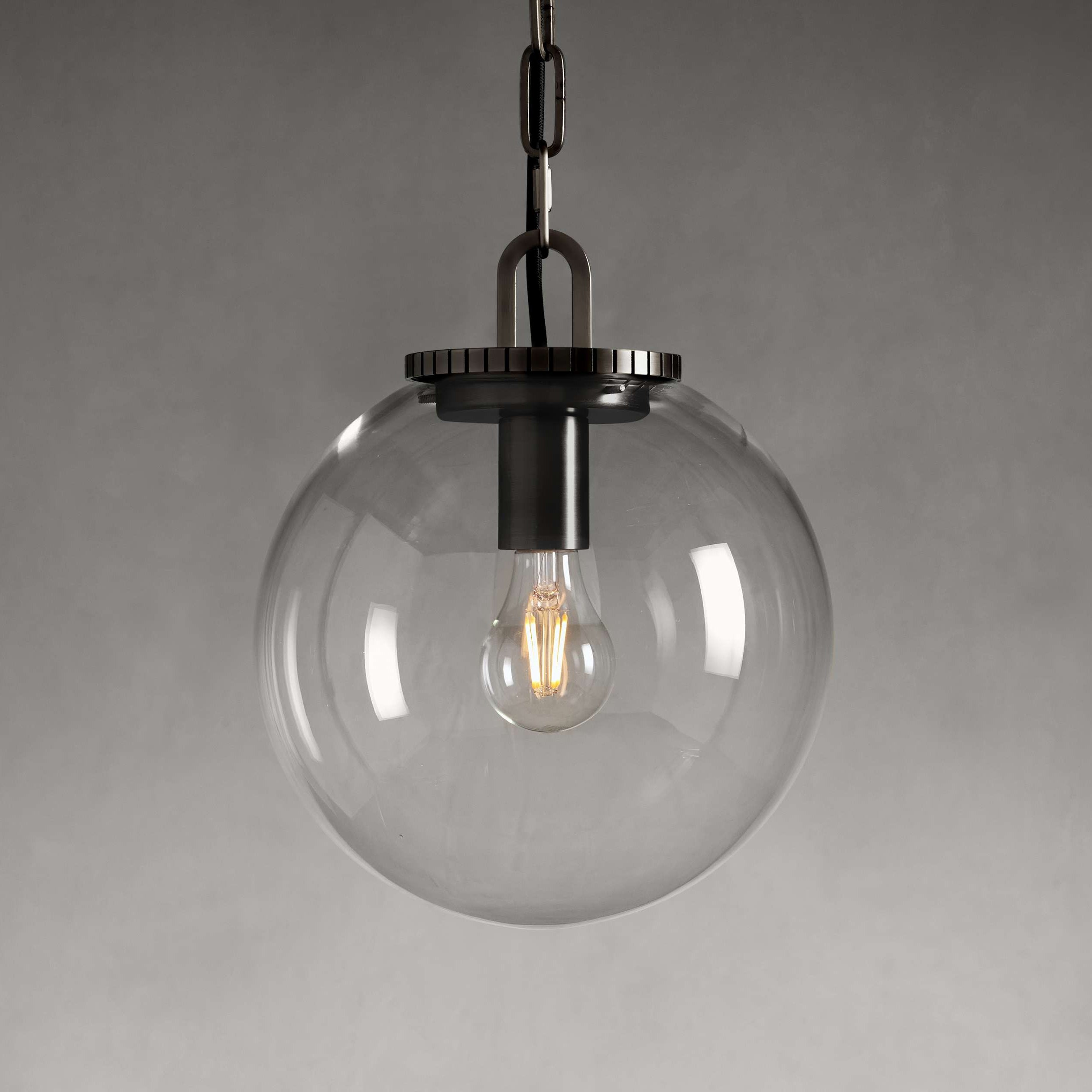 Wescotte Globe Pendant with Chain - BLACKCLEARSMALLBlushlighting