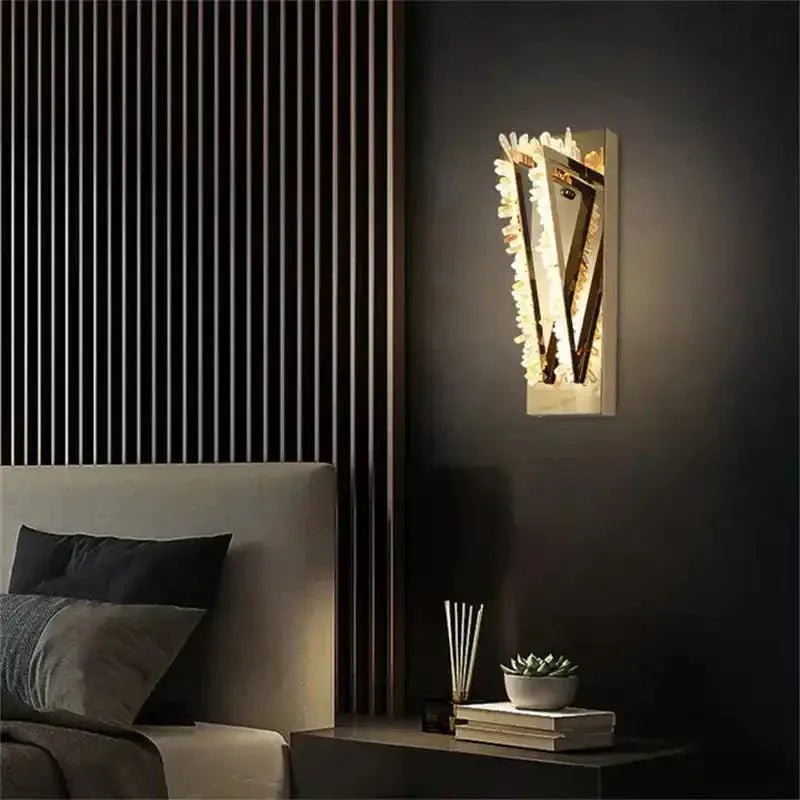 Wesley Modern Rock Crystal Wall Sconce - LargeBlushlighting