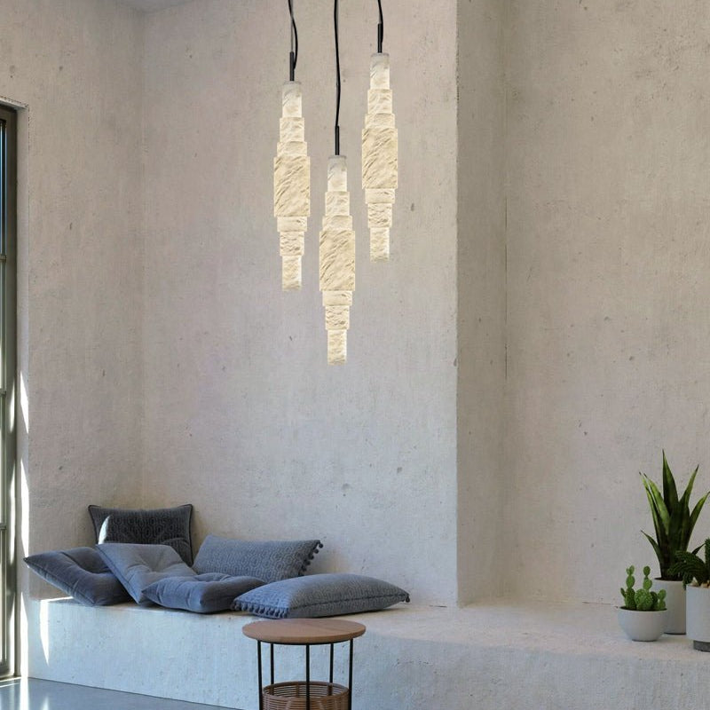 White Alabaster Cluster Pendant Lamp 3-lights for kitchen Island - 1-LightWhiteBlushlighting