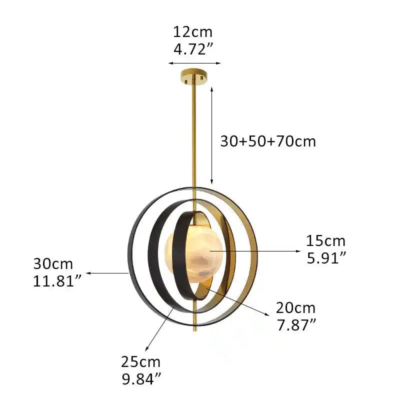 White Alabaster Round Ceiling Pendant Lamp - Gold & Bronze Rotatable Ring - Blushlighting