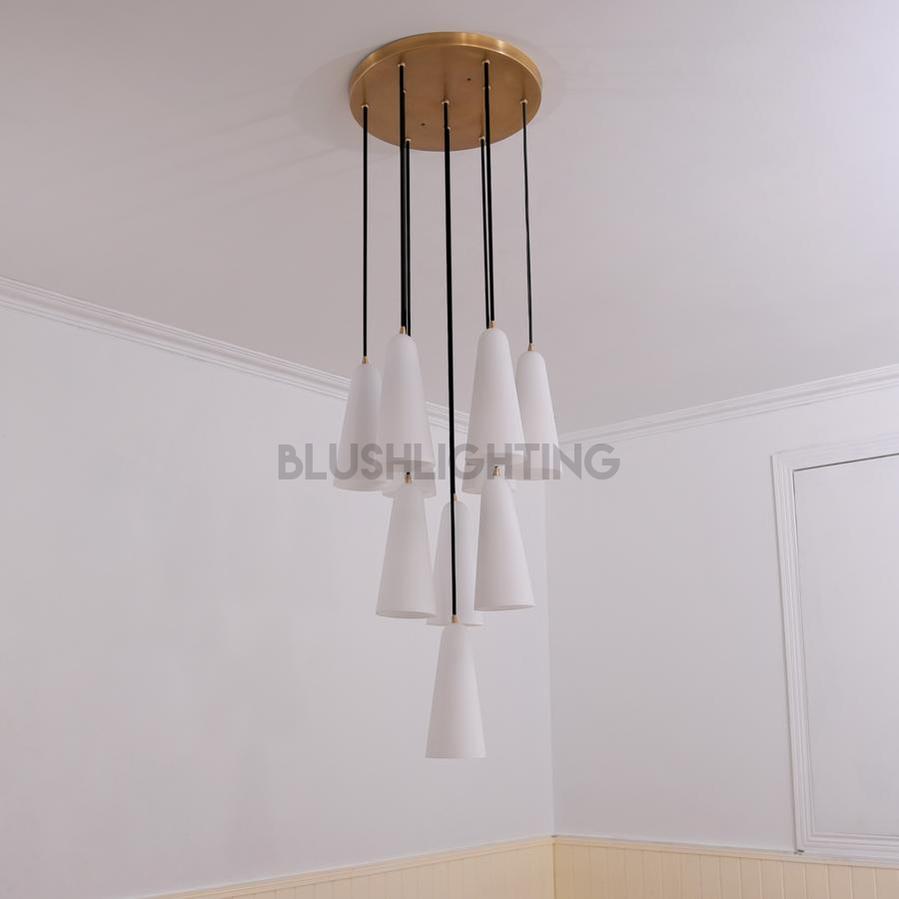 White Ceramics Round Chandelier 18" 10-light-Chandelier-Blushlighting-Blushlighting