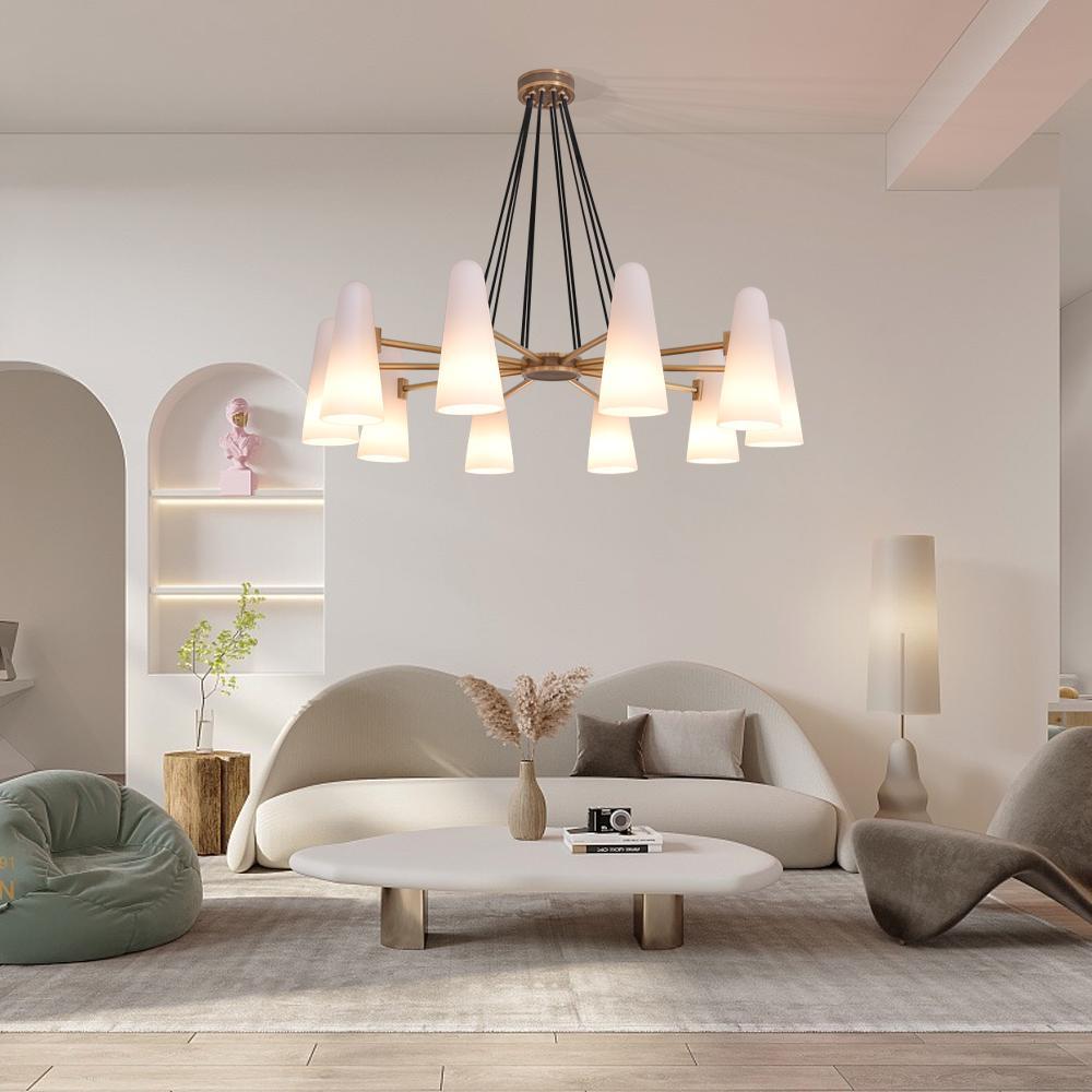White Ceramics Round Chandelier 44", 10-lights-Chandelier-Blushlighting-Blushlighting