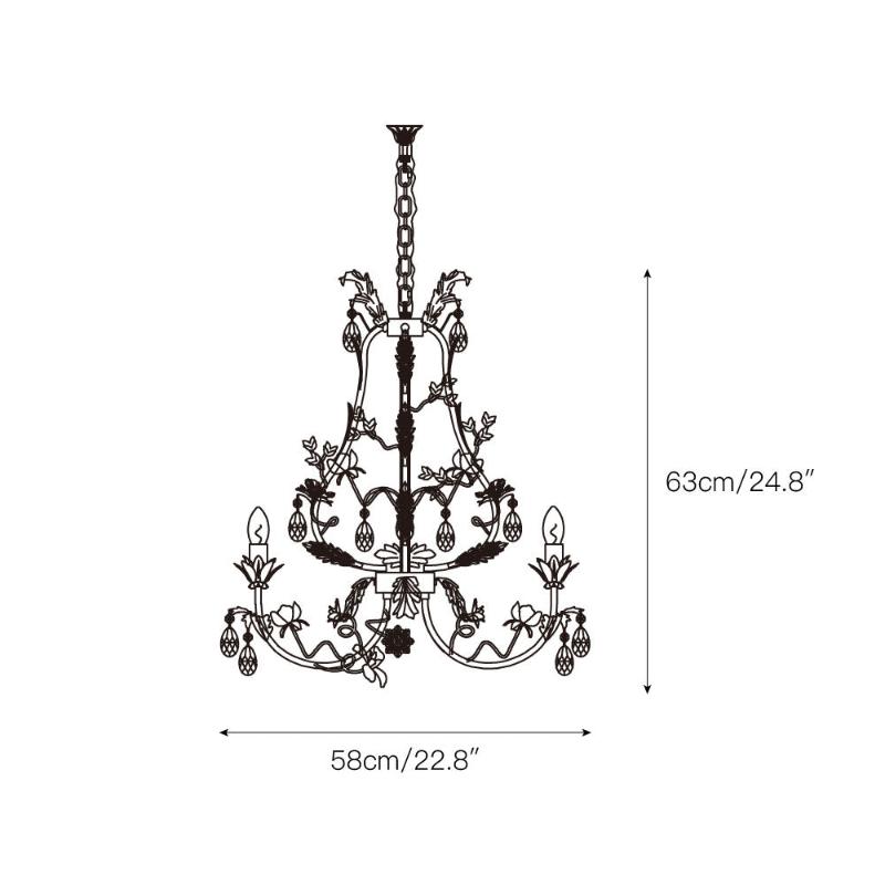 White Rose Crystal Chandelier - 6 lights ∅ 22.8″ x H 24.8″Gold & WhiteBlushlighting