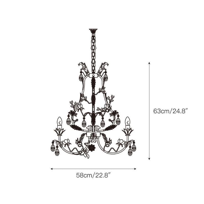 White Rose Crystal Chandelier - 6 lights ∅ 22.8″ x H 24.8″Gold & WhiteBlushlighting