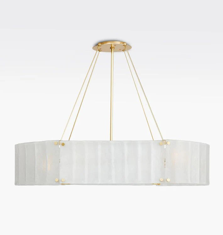 Willamette Glass Linear Chandelier 48''-Brass-Pearl White-Blushlighting
