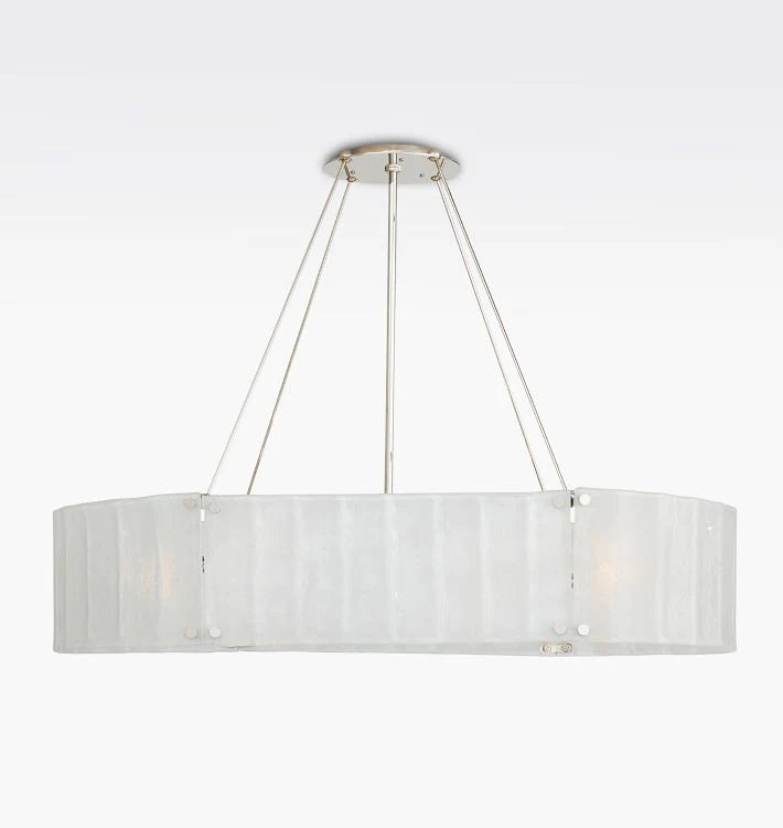 Willamette Glass Linear Chandelier 48''-Nickel-Pearl White-Blushlighting