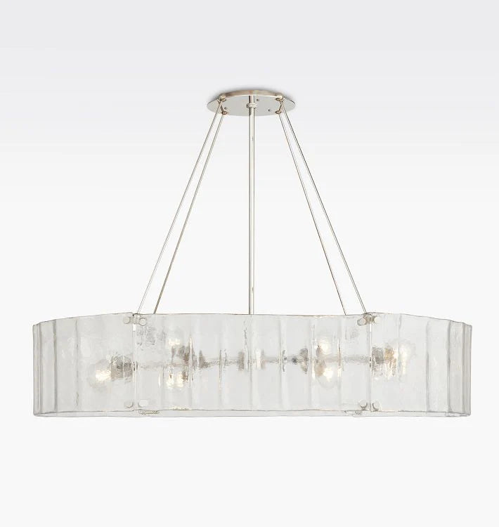 Willamette Glass Linear Chandelier 48''-Nickel-Clear-Blushlighting
