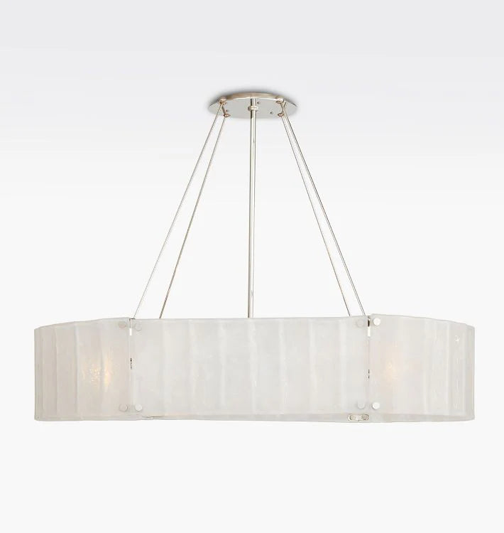 Willamette Glass Linear Chandelier 48''-Nickel-White-Blushlighting