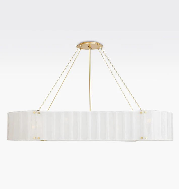 Willamette Glass Linear Chandelier 60''-Brass-Pearl White-Blushlighting