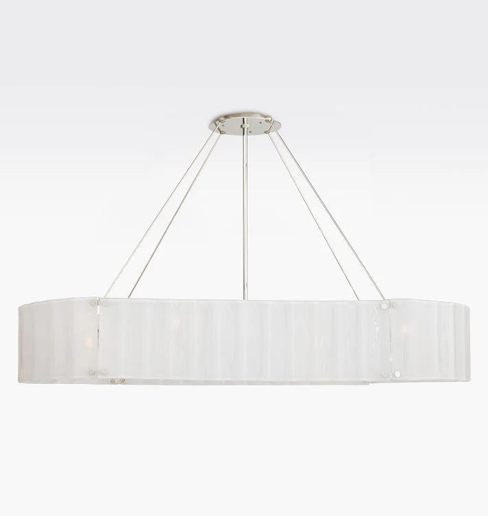 Willamette Glass Linear Chandelier 60''-Nickel-Pearl White-Blushlighting