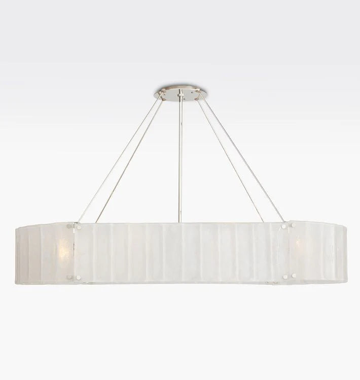 Willamette Glass Linear Chandelier 60''-Nickel-White-Blushlighting