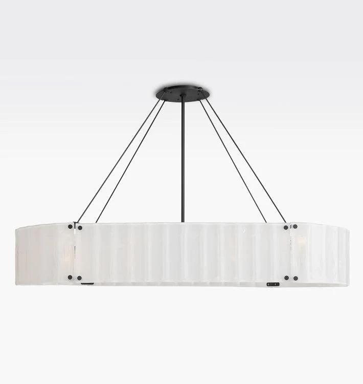 Willamette Glass Linear Chandelier 60''-Bronze-Pearl White-Blushlighting