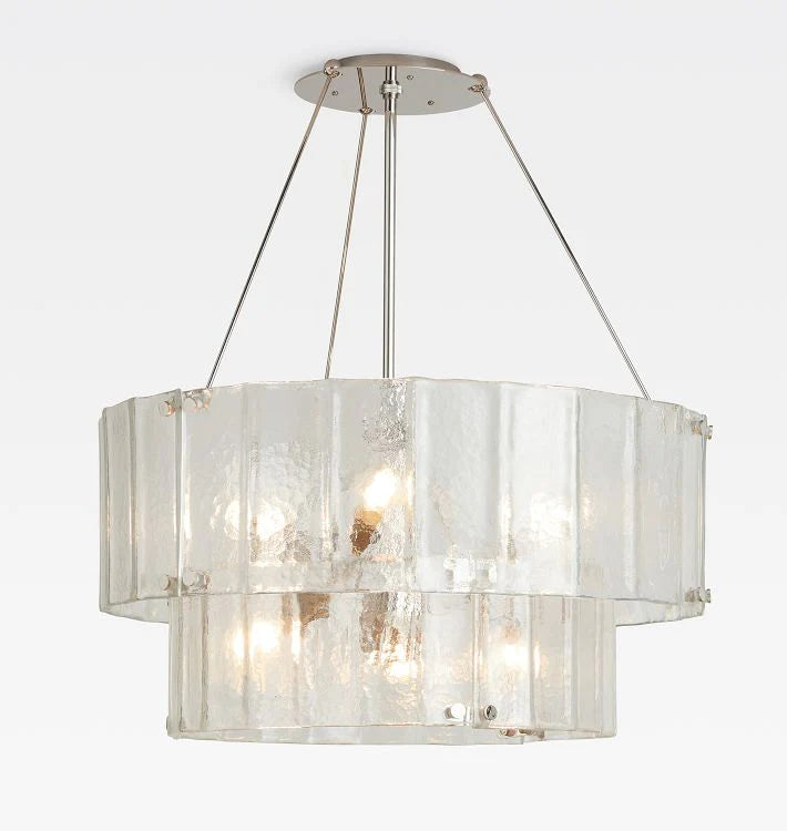 Willamette Glass Round Chandelier 2-Tier 32''-Nickel-Clear-Blushlighting