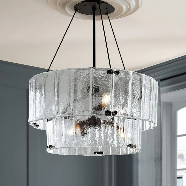 Willamette Glass Round Chandelier 2-Tier 32''-Blushlighting