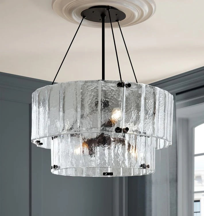 Willamette Glass Round Chandelier 2-Tier 32''-Blushlighting