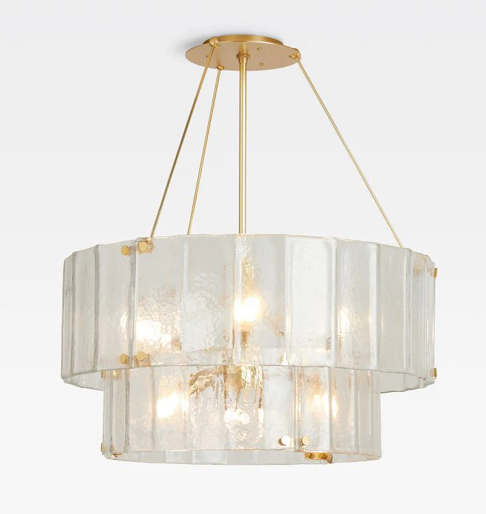 Willamette Glass Round Chandelier 2-Tier 32''-Brass-Clear-Blushlighting