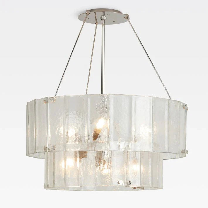 Willamette Glass Round Chandelier 2-Tier 32''-Nickel-Clear-Blushlighting