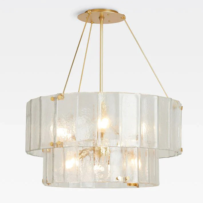 Willamette Glass Round Chandelier 2-Tier 32''-Brass-Clear-Blushlighting