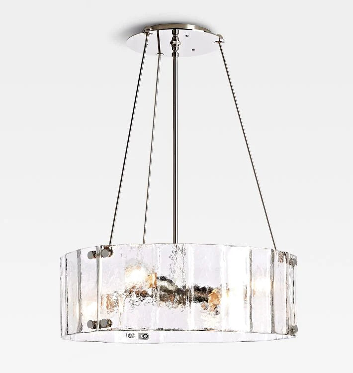 Willamette Glass Round Chandelier 24"-Nickel-Clear-Blushlighting