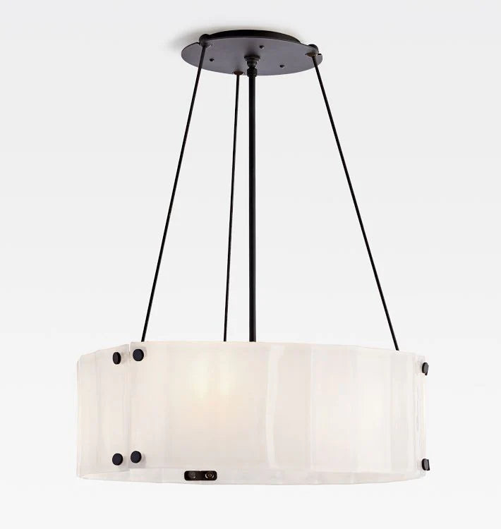 Willamette Glass Round Chandelier 24"-Bronze-Pearl White-Blushlighting