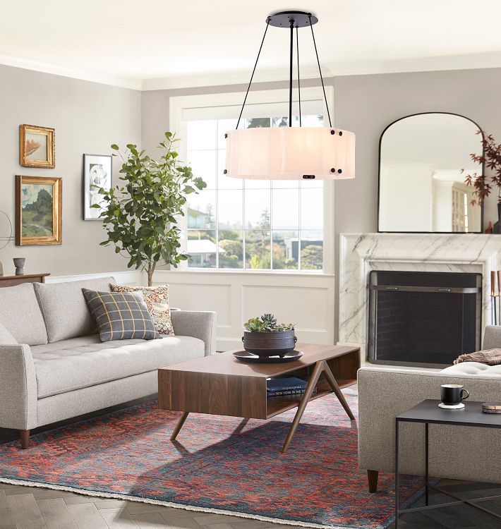 Willamette Glass Round Chandelier 24"-Bronze-White-Blushlighting