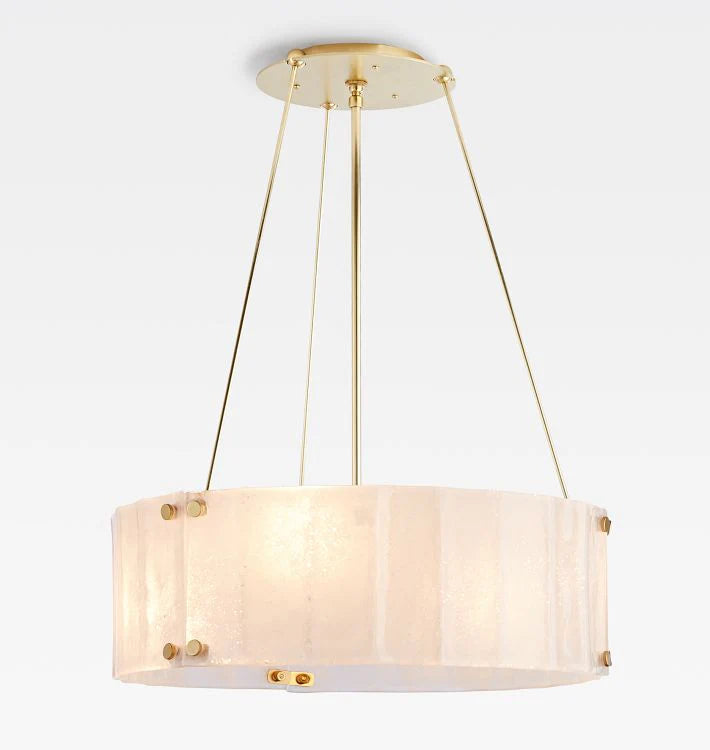 Willamette Glass Round Chandelier 24"-Brass-White-Blushlighting