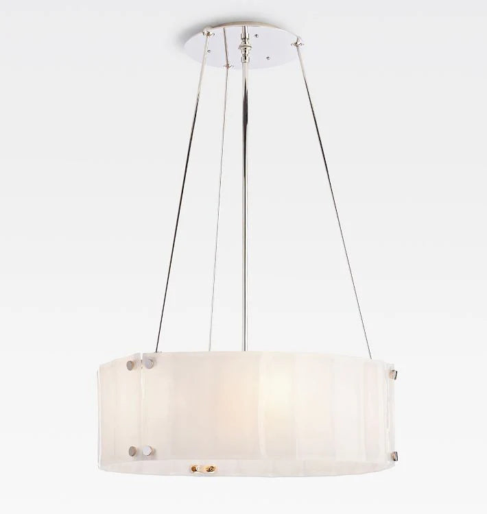 Willamette Glass Round Chandelier 24"-Nickel-Pearl White-Blushlighting