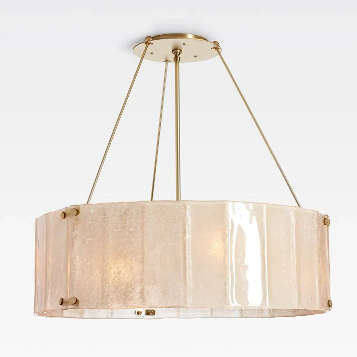 Willamette Glass Round Chandelier 32"-Brass-Champagne-Blushlighting