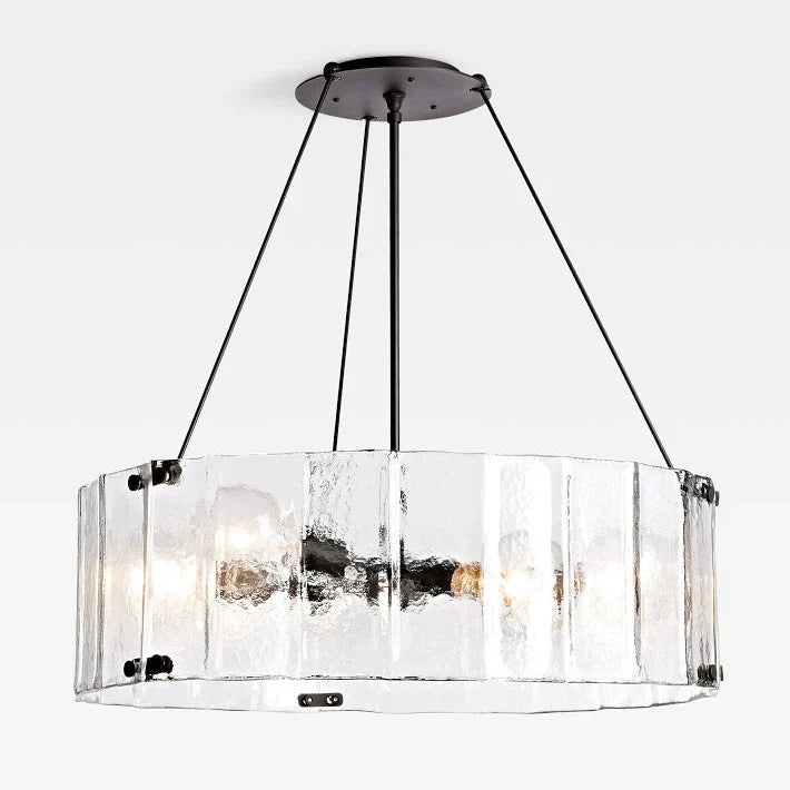 Willamette Glass Round Chandelier 32"-Bronze-Clear-Blushlighting