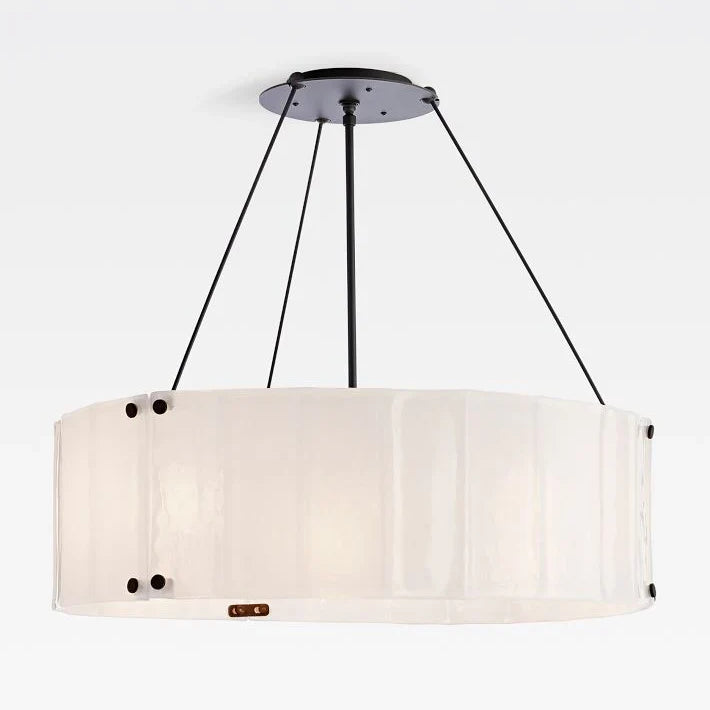 Willamette Glass Round Chandelier 32"-Bronze-Pearl White-Blushlighting