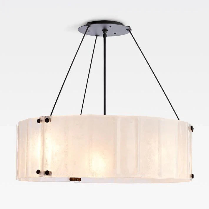 Willamette Glass Round Chandelier 32"-Bronze-White-Blushlighting