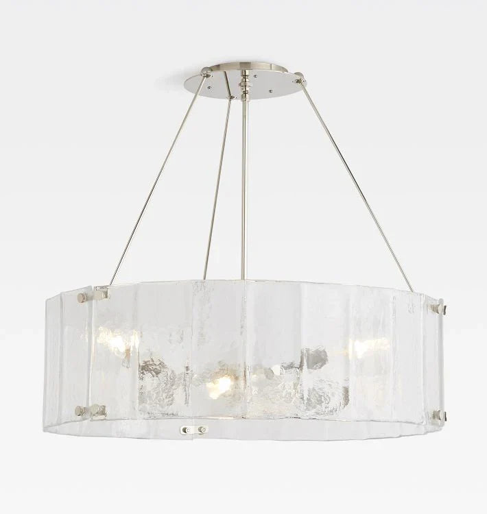 Willamette Glass Round Chandelier 32"-Nickel-Clear-Blushlighting