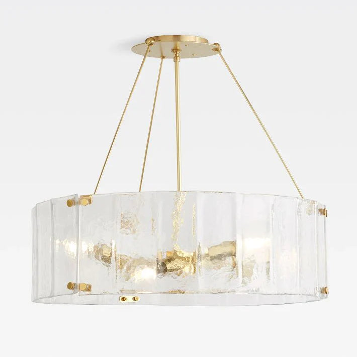 Willamette Glass Round Chandelier 32"-Brass-Clear-Blushlighting