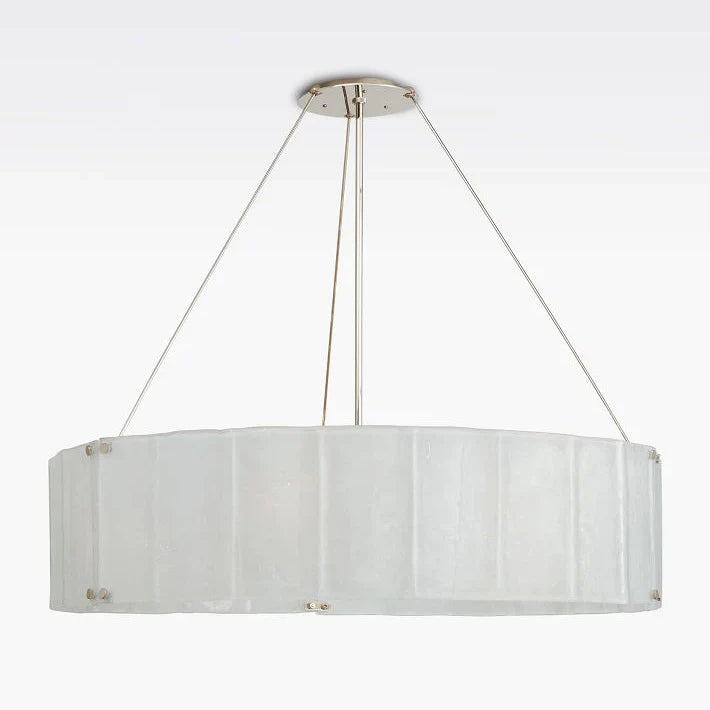 Willamette Glass Round Chandelier 48''-Nickel-Pearl White-Blushlighting