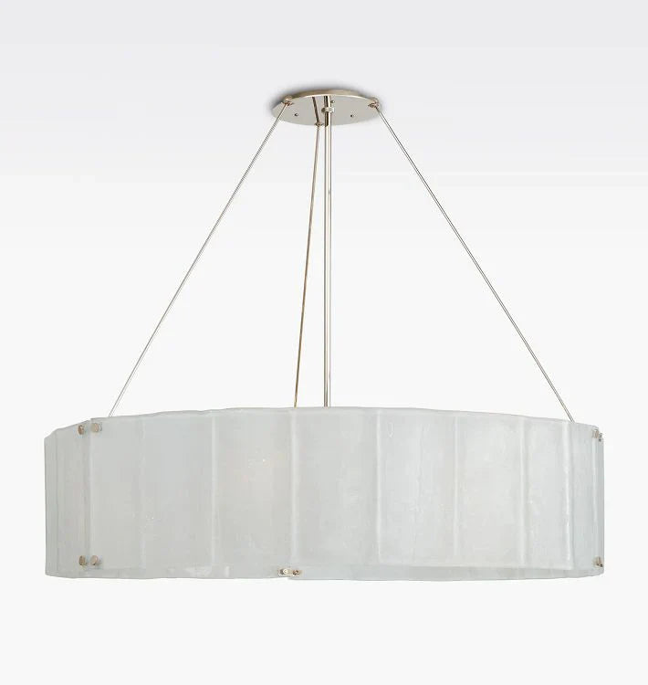 Willamette Glass Round Chandelier 48''-Nickel-Pearl White-Blushlighting