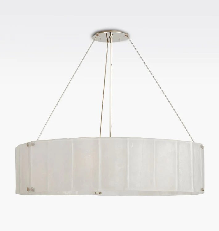 Willamette Glass Round Chandelier 48''-Nickel-White-Blushlighting