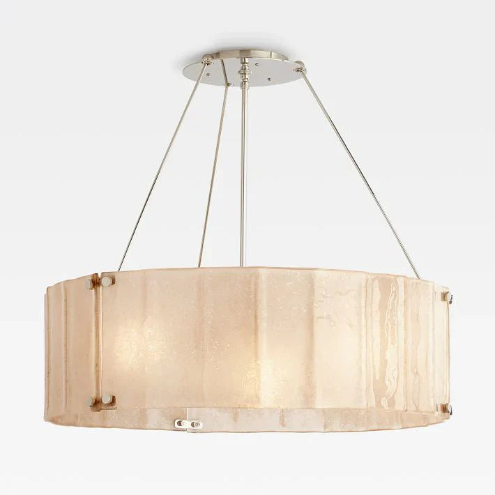 Willamette Glass Round Chandelier 48''-Nickel-Champagne-Blushlighting