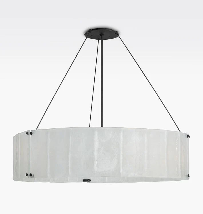 Willamette Glass Round Chandelier 48''-Bronze-Pearl White-Blushlighting