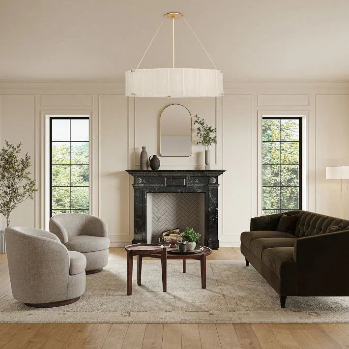 Willamette Glass Round Chandelier 48''-Brass-Pearl White-Blushlighting