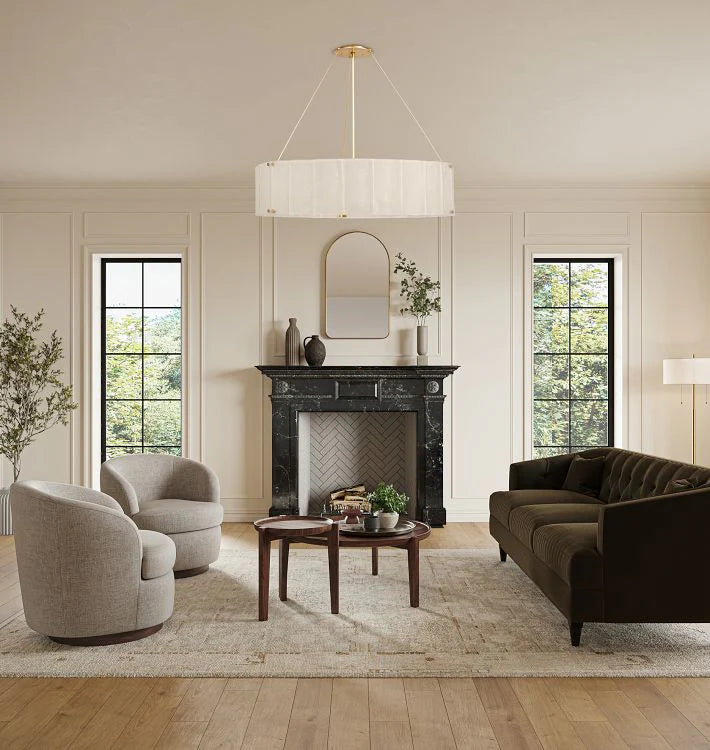 Willamette Glass Round Chandelier 48''-Brass-Pearl White-Blushlighting