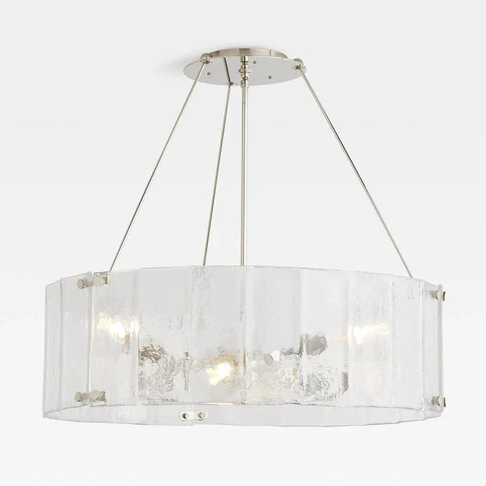 Willamette Glass Round Chandelier 48''-Nickel-Clear-Blushlighting