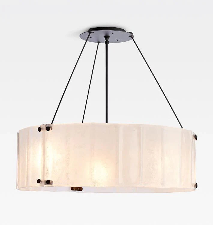 Willamette Glass Round Chandelier 48''-Bronze-White-Blushlighting